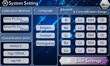 K,Na,Li,Ca CE approval multi language menu Flame Photometer with touch screen panel
